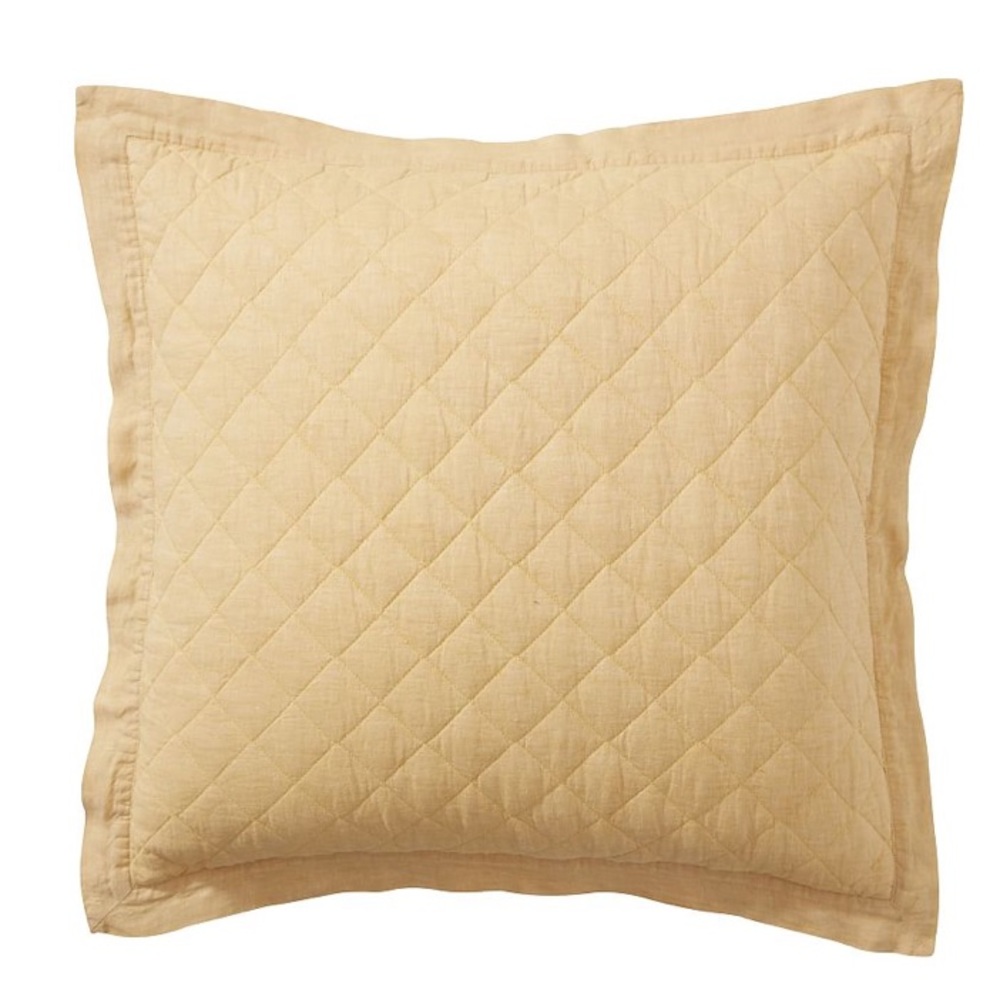 POTTERY BARN BELGIAN FLAX LINEN DIAMOND QUILTED SHAM - EURO